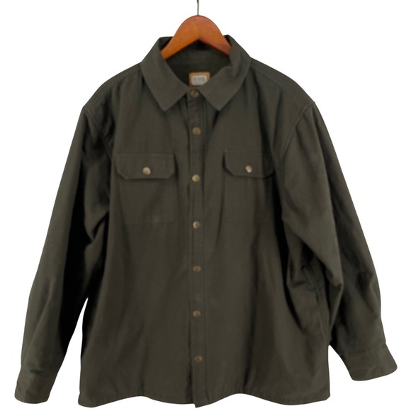 10W Apparel Other - 10W Apparel Workwear Shirt Jacket Mens XL Green Chore Fleece Lined Shacket‎